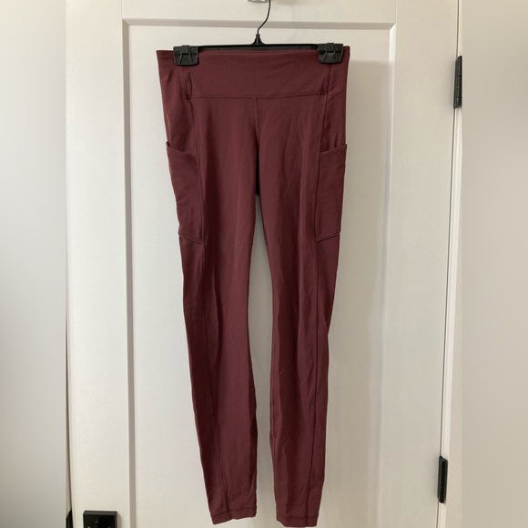 lululemon athletica Pants - Lululemon Burgundy Sz 6 full length leggings with Side Pockets